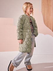 Khaki Green Shower Resistant Onion Quilted Coat (3-16yrs) - Image 1 of 10