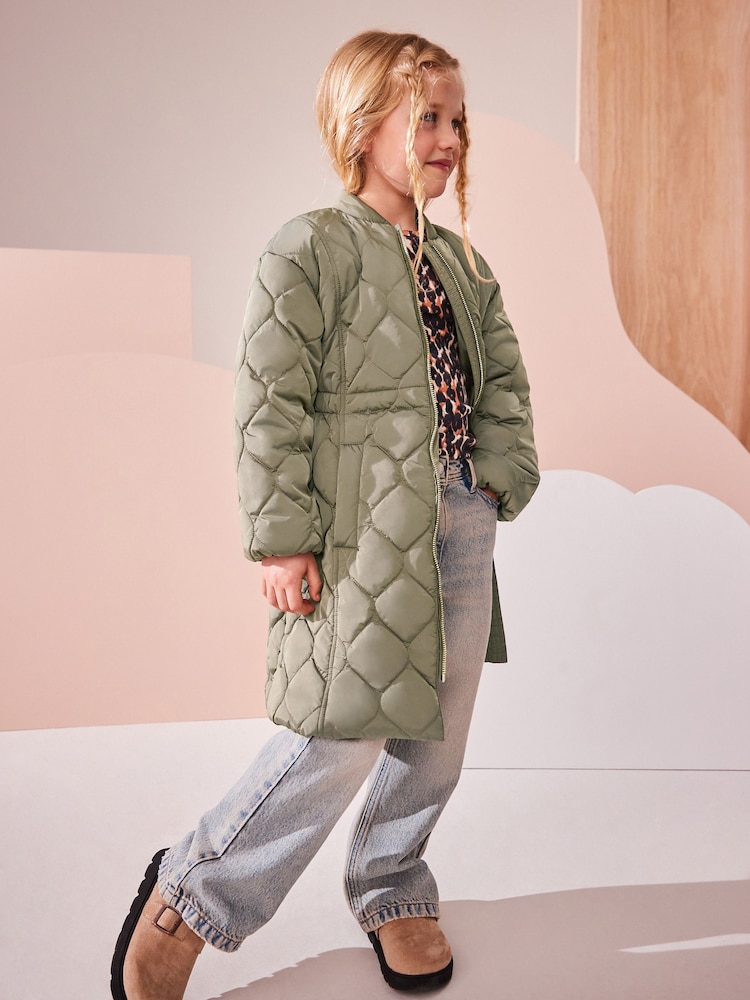 Khaki Green Shower Resistant Onion Quilted Coat (3-16yrs) - Image 1 of 10
