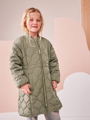 Khaki Green Shower Resistant Onion Quilted Coat (3-16yrs) - Image 2 of 10
