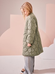Khaki Green Shower Resistant Onion Quilted Coat (3-16yrs) - Image 4 of 10