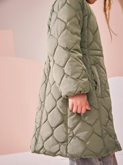 Khaki Green Shower Resistant Onion Quilted Coat (3-16yrs) - Image 6 of 10