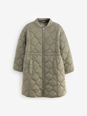 Khaki Green Shower Resistant Onion Quilted Coat (3-16yrs) - Image 7 of 10