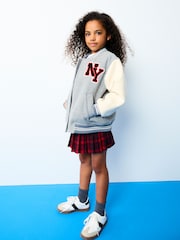 Grey/Neutral Varsity Bomber Jacket with Wool (3-16yrs) - Image 1 of 5