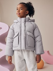 Silver Shower Resistant Crop Padded Coat (2-16yrs) - Image 4 of 10