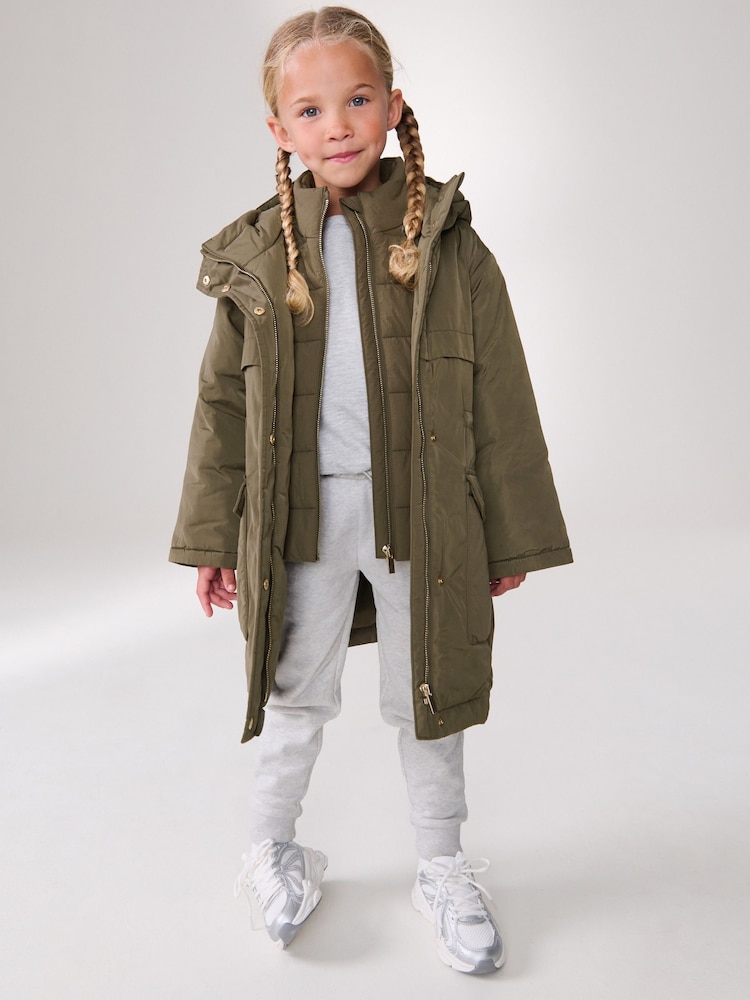 Khaki Green Shower Resistant Double Layer Parka (3-16yrs) - Image 1 of 10