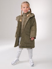 Khaki Green Shower Resistant Double Layer Parka (3-16yrs) - Image 4 of 10