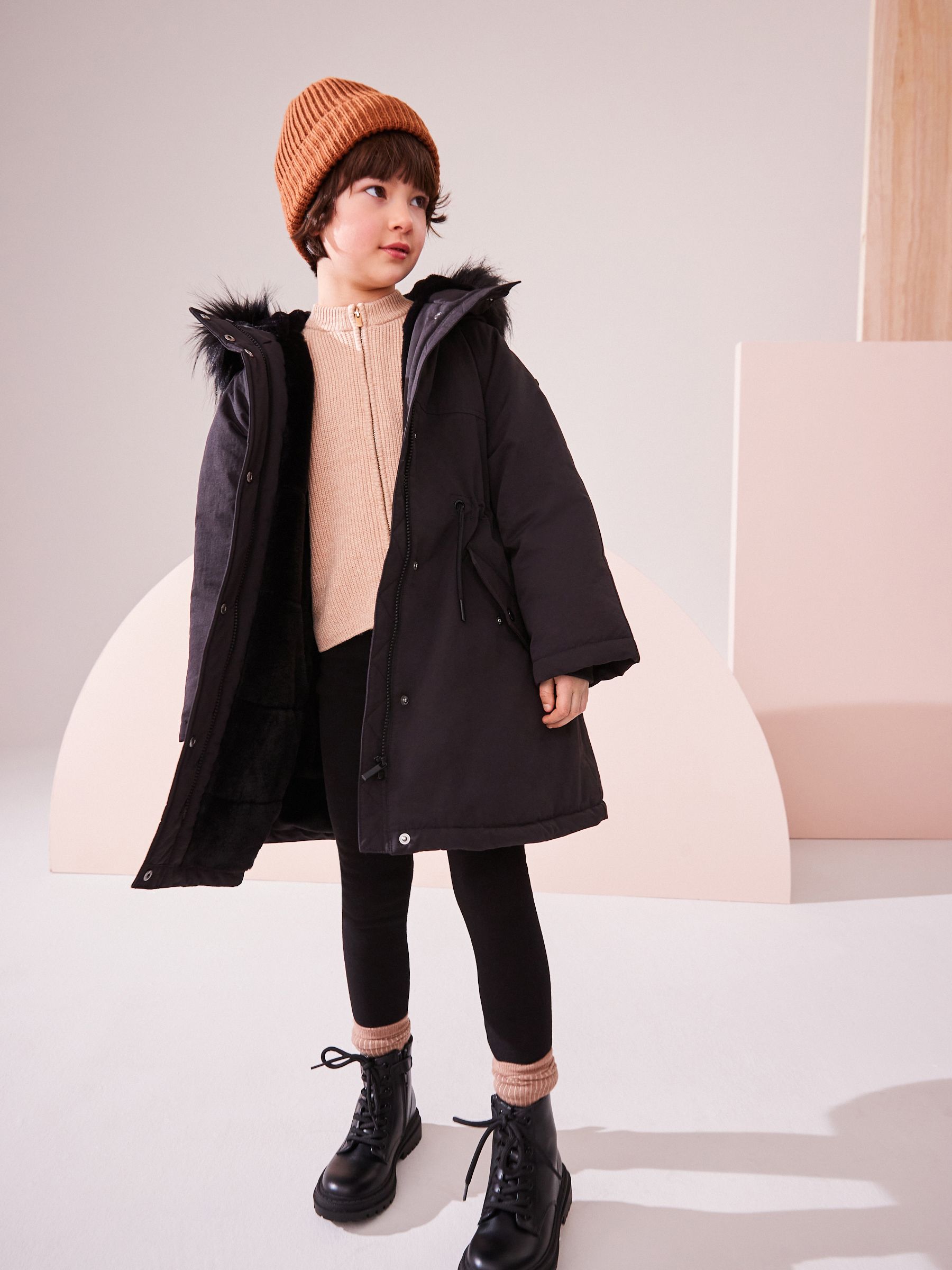Buy Black Shower Resistant Faux Fur Trim Parka 3 16yrs from Next Netherlands
