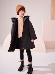 Black Shower Resistant Faux Fur Trim Parka (3-16yrs) - Image 1 of 13