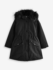 Black Shower Resistant Faux Fur Trim Parka (3-16yrs) - Image 7 of 13
