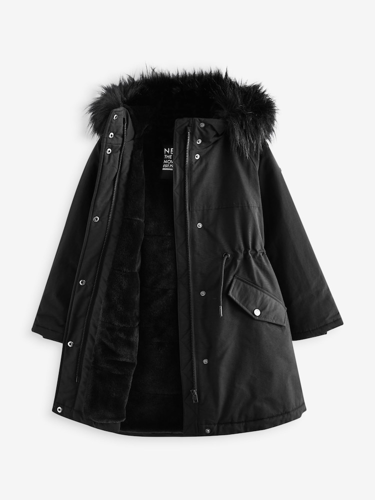 H&m Next Black Fur Coat Buy Black Shower Resistant Faux Fur