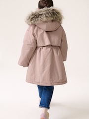 Pink Shower Resistant Faux Fur Trim Parka (3-16yrs) - Image 3 of 12