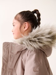 Pink Shower Resistant Faux Fur Trim Parka (3-16yrs) - Image 5 of 12