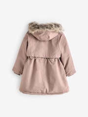 Pink Shower Resistant Faux Fur Trim Parka (3-16yrs) - Image 7 of 12