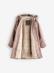 Pink Shower Resistant Faux Fur Trim Parka (3-16yrs) - Image 8 of 12