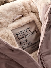 Pink Shower Resistant Faux Fur Trim Parka (3-16yrs) - Image 9 of 12