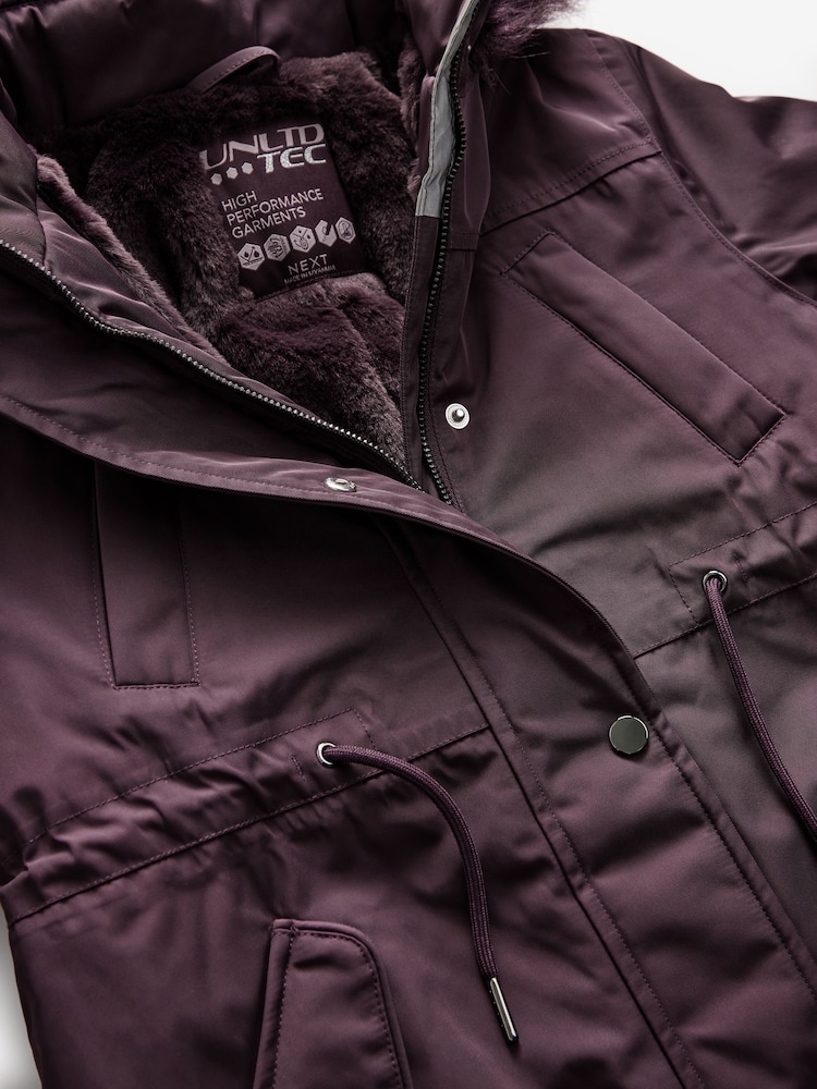 Purple Waterproof Faux Fur Trim Hood Parka Coat (3-16yrs) - Image 10 of 11