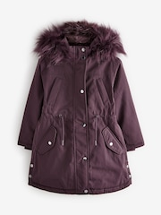 Purple Waterproof Faux Fur Trim Hood Parka Coat (3-16yrs) - Image 8 of 11