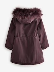 Purple Waterproof Faux Fur Trim Hood Parka Coat (3-16yrs) - Image 9 of 11