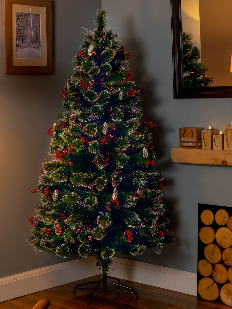 Premier Decorations Ltd Green Snow Tipped with Berries & Cones 4ft  Christmas Tree - Image 1 of 4