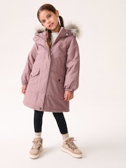 Pink Waterproof Faux Fur Trim Hood Parka Coat (3-16yrs) - Image 1 of 13