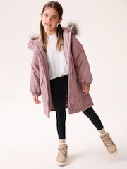 Pink Waterproof Faux Fur Trim Hood Parka Coat (3-16yrs) - Image 2 of 13