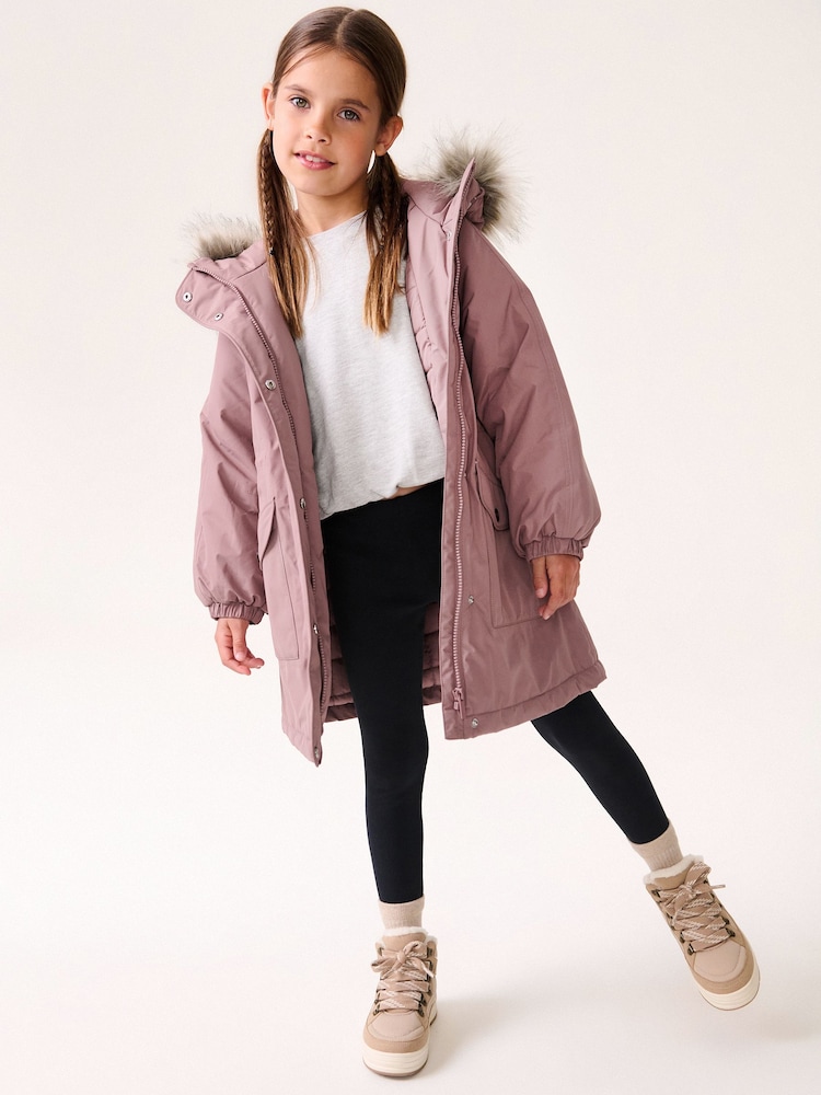 Pink Waterproof Faux Fur Trim Hood Parka Coat (3-16yrs) - Image 2 of 13