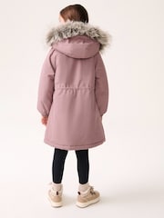 Pink Waterproof Faux Fur Trim Hood Parka Coat (3-16yrs) - Image 3 of 13