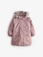 Pink Waterproof Faux Fur Trim Hood Parka Coat (3-16yrs) - Image 6 of 13