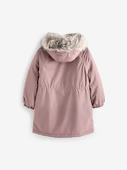 Pink Waterproof Faux Fur Trim Hood Parka Coat (3-16yrs) - Image 7 of 13