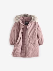Pink Waterproof Faux Fur Trim Hood Parka Coat (3-16yrs) - Image 8 of 13
