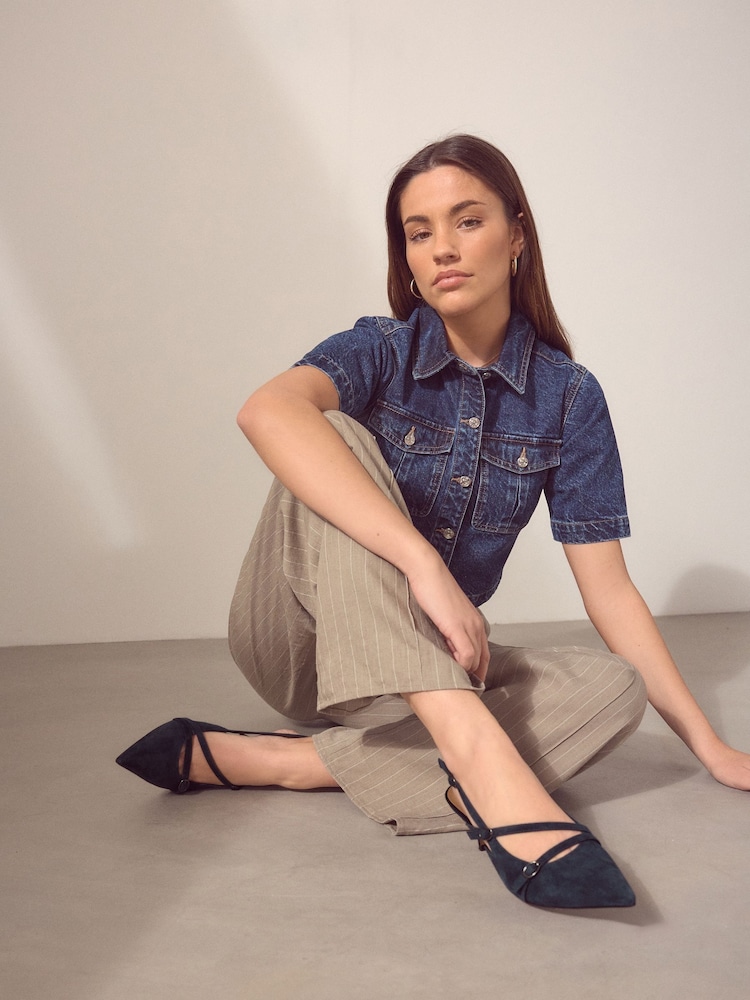 Marineblau - Absatzschuhe aus Leder mit Fußbett mit Forever-Comfort®-Polsterung, Fersenriemen und Schnallenverschlüssen - Bild 2 von 8 Marineblau - Absatzschuhe aus Leder mit Fußbett mit Forever-Comfort®-Polsterung, Fersenriemen und Schnallenverschlüssen - Bild 2 von 8