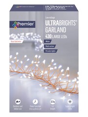 Premier Decorations Ltd White Brite 430 UltraBright Garland LED Christmas Lights 2.7M - Image 2 of 3