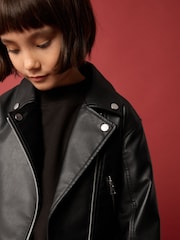 Black PU Biker Jacket (3-16yrs) - Image 4 of 8