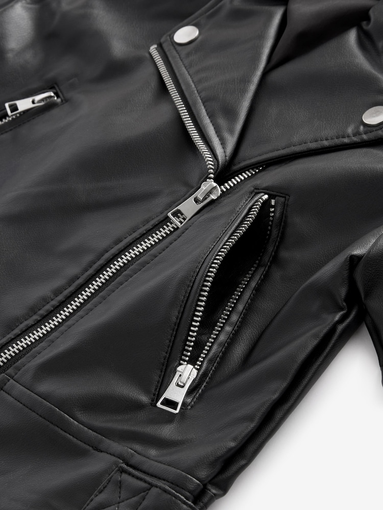 Black PU Biker Jacket (3-16yrs) - Image 8 of 8