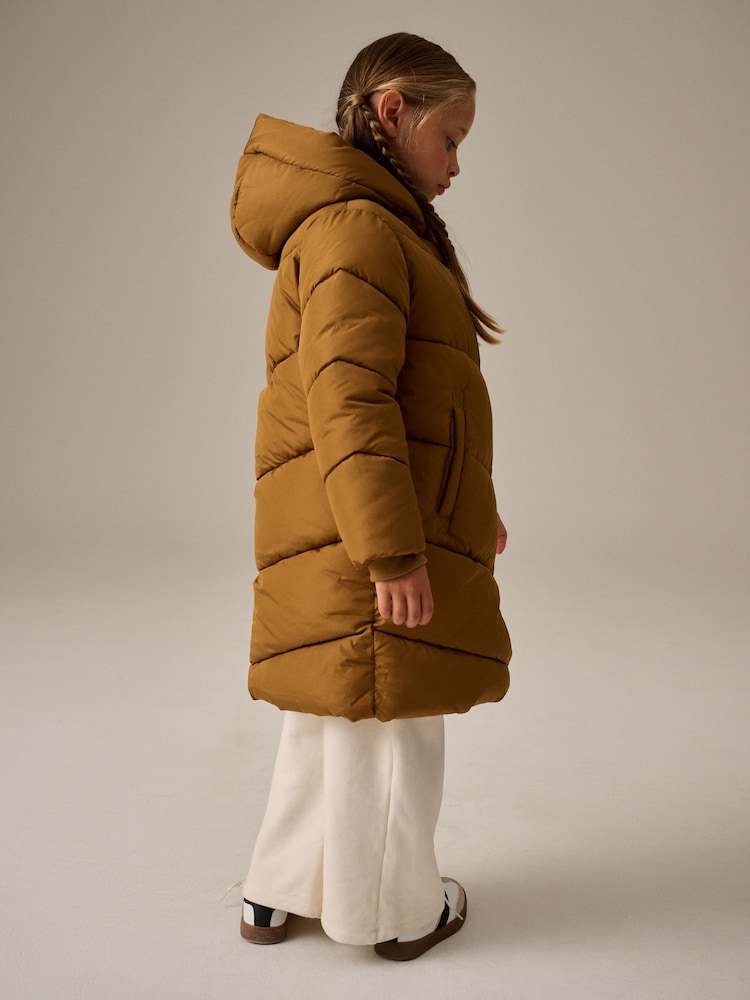Gold Regular Length Shower Resistant Faux Fur Lined Hooded Padded Coat (3-16yrs) - Image 1 of 12
