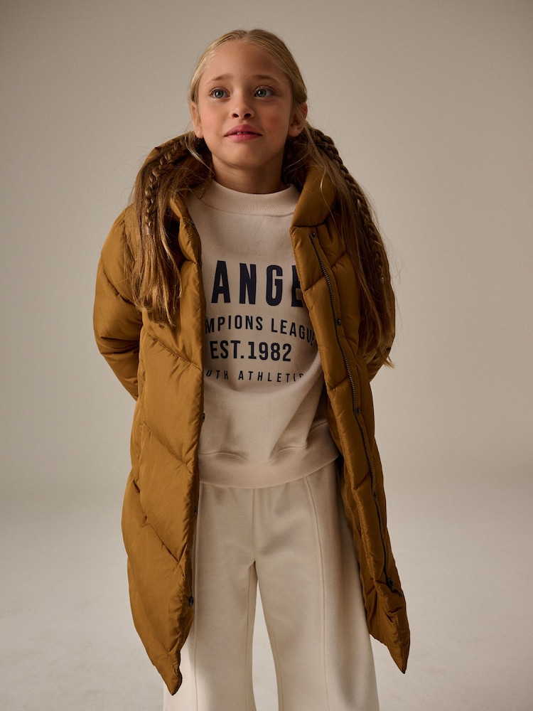 Gold Regular Length Shower Resistant Faux Fur Lined Hooded Padded Coat (3-16yrs) - Image 2 of 12