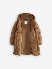 Gold Regular Length Shower Resistant Faux Fur Lined Hooded Padded Coat (3-16yrs) - Image 8 of 12