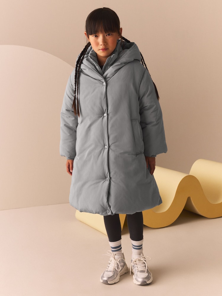 Grey Shower Resistant Double Layer Padded Coat (3-16yrs) - Image 2 of 9