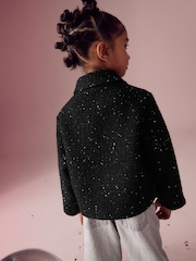 Black Crop Sparkle Coat with Wool (3-16yrs) - Image 3 of 8