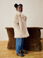 Cream Cream Faux Fur Coat (3-16yrs) - Image 2 of 9