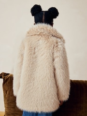 Cream Cream Faux Fur Coat (3-16yrs) - Image 4 of 9