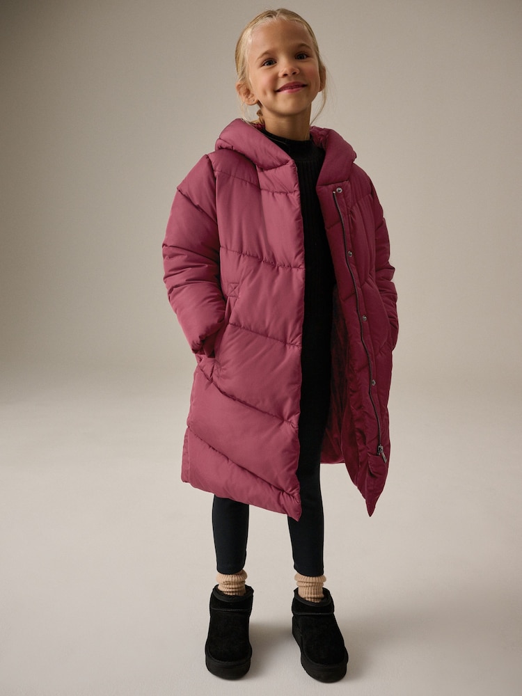 Burgundy Regular Length Shower Resistant Faux Fur Lined Hooded Padded Coat (3-16yrs) - Image 2 of 13