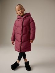 Burgundy Regular Length Shower Resistant Faux Fur Lined Hooded Padded Coat (3-16yrs) - Image 4 of 13