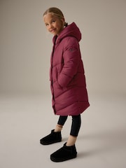 Burgundy Regular Length Shower Resistant Faux Fur Lined Hooded Padded Coat (3-16yrs) - Image 5 of 13