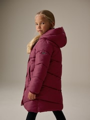 Burgundy Regular Length Shower Resistant Faux Fur Lined Hooded Padded Coat (3-16yrs) - Image 6 of 13