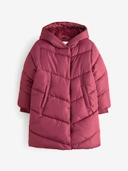 Burgundy Regular Length Shower Resistant Faux Fur Lined Hooded Padded Coat (3-16yrs) - Image 7 of 13