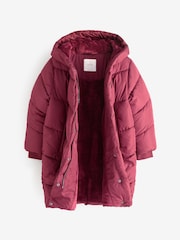 Burgundy Regular Length Shower Resistant Faux Fur Lined Hooded Padded Coat (3-16yrs) - Image 8 of 13