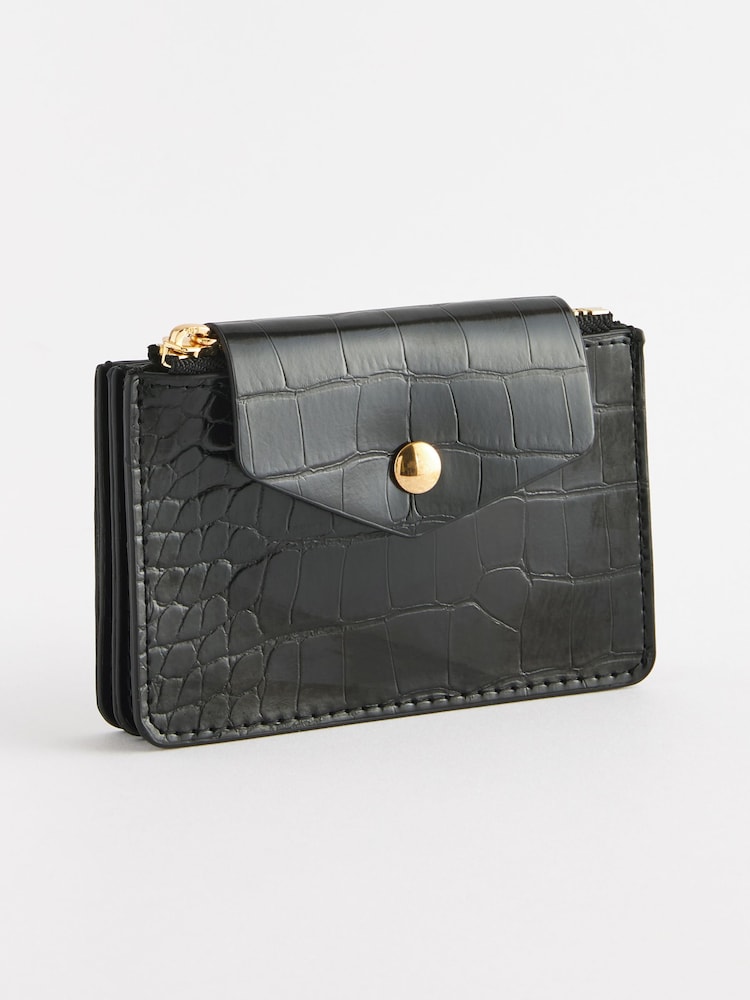 Black Croc Effect Card Holder - Image 1 of 4