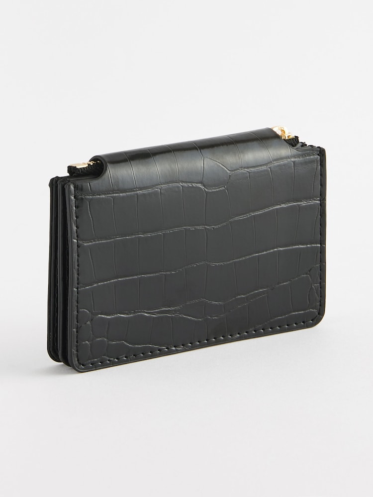 Black Croc Effect Card Holder - Image 2 of 4