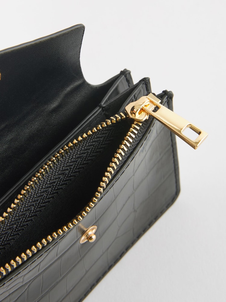 Black Croc Effect Card Holder - Image 4 of 4 Black Croc Effect Card Holder - Image 4 of 4